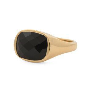 SHAANTI JEWELS  India 18kt Gold Plated Sterling Silver Black Onyx Ring
